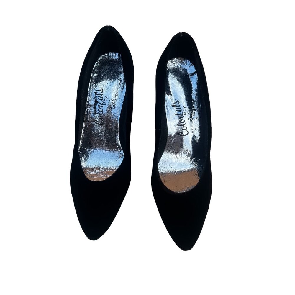 Colorful by Cin Cin Women’s 8.5 B Black Velvet 3” Heels Pumps Elegant  Heels
